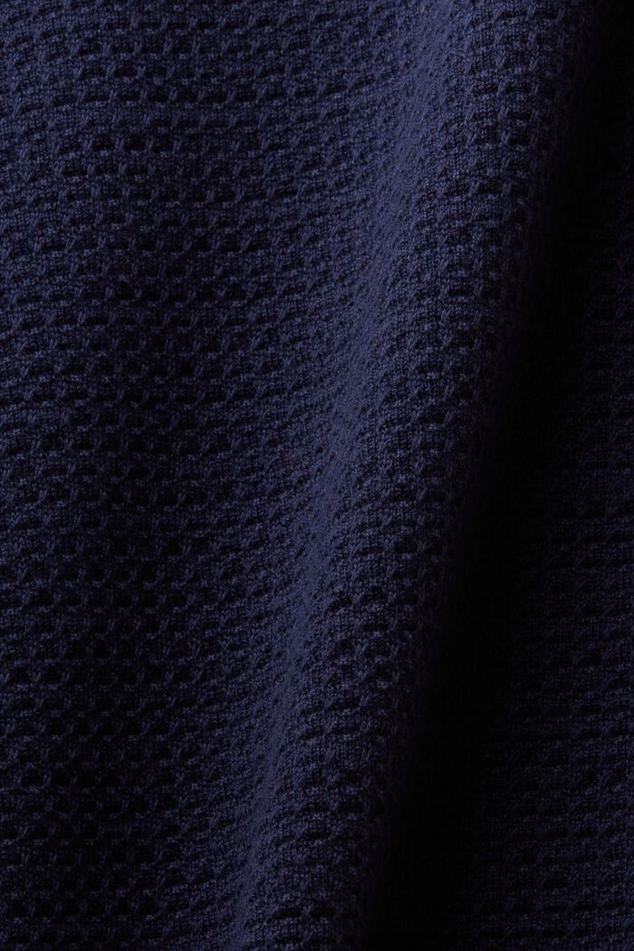 Sweter z wysokim kołnierzem i fakturą z bawełny, NAVY, detail image number 4