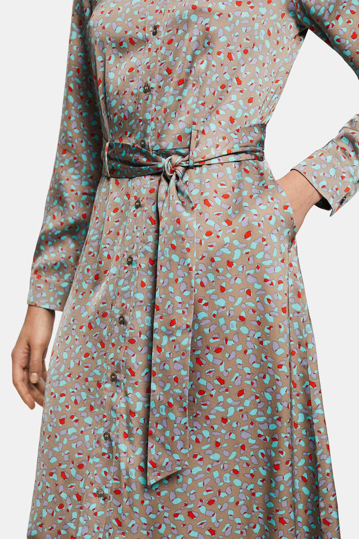 Satynowa sukienka midi z nadrukiem, LIGHT TAUPE, detail image number 3