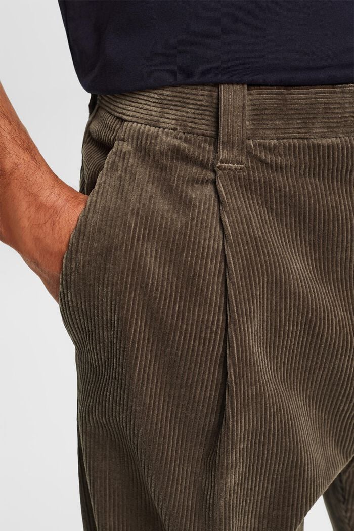 Sztruksowe spodnie z szerokimi nogawkami, BROWN GREY, detail image number 3