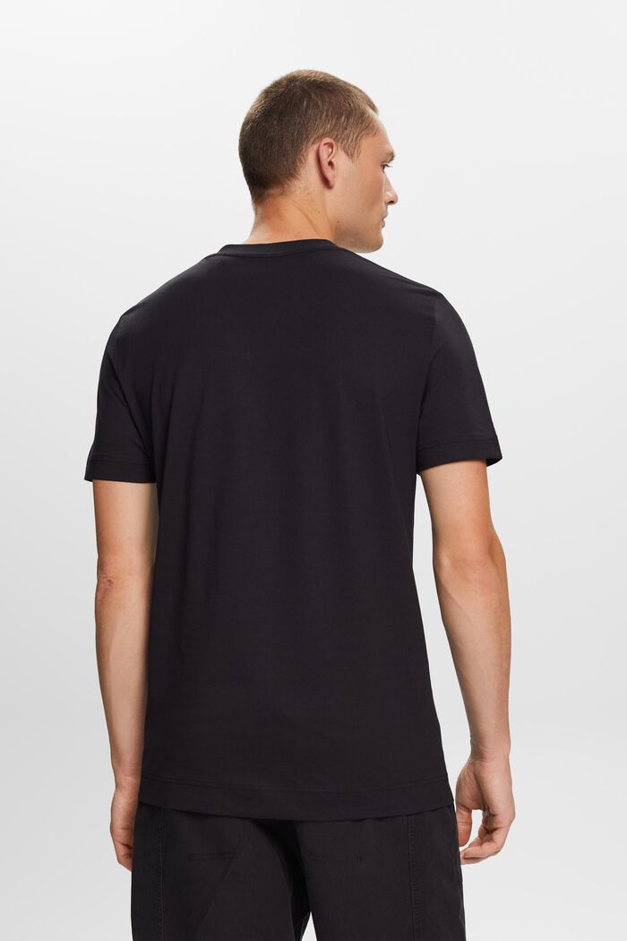 T-shirt z dekoltem w serek, 100% bawełny, BLACK, detail image number 3