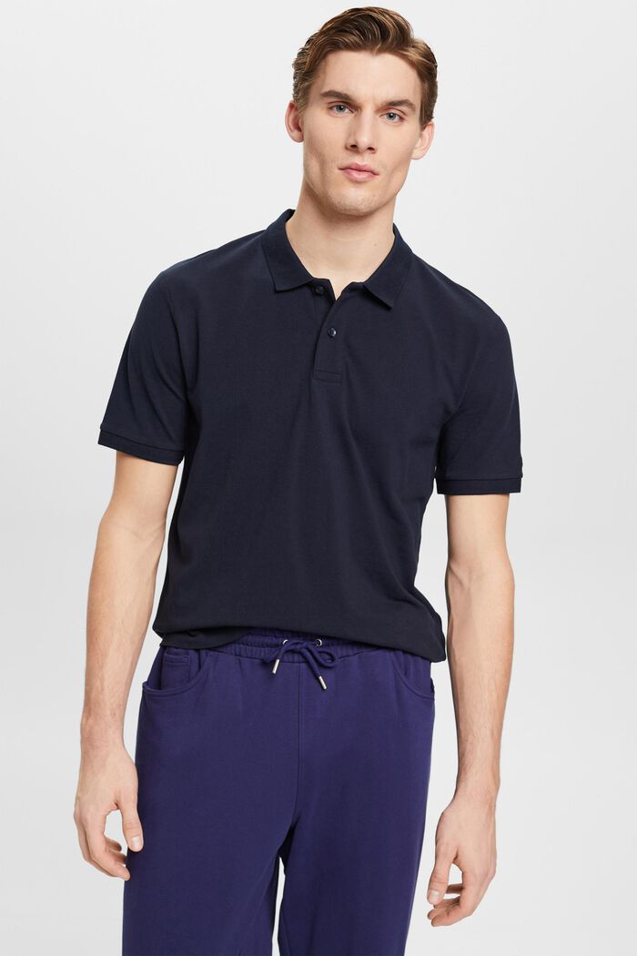 Koszulka polo z piki bawełnianej, slim fit, NAVY, detail image number 0