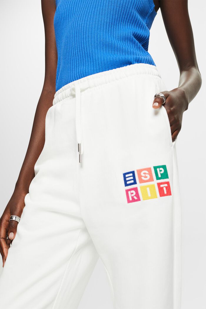 Spodnie dresowe z organicznej bawełny z haftowanym logo, OFF WHITE, detail image number 2