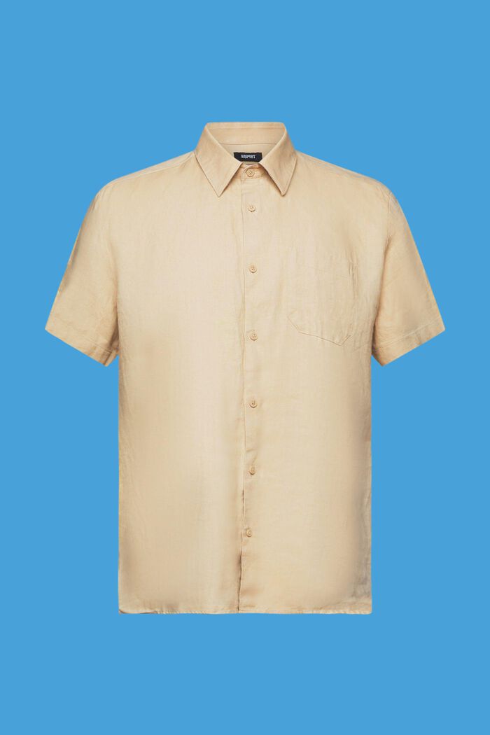Lniana koszula z krótkim rękawem, SAND, detail image number 5