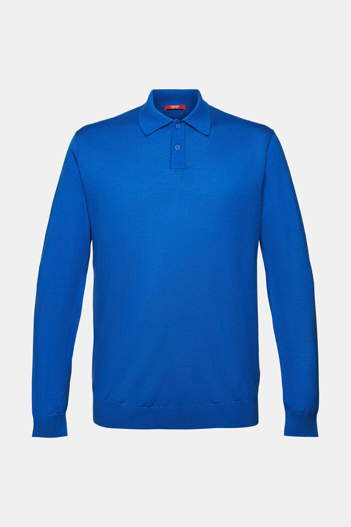 Sweter polo z wełny, BRIGHT BLUE, detail image number 6