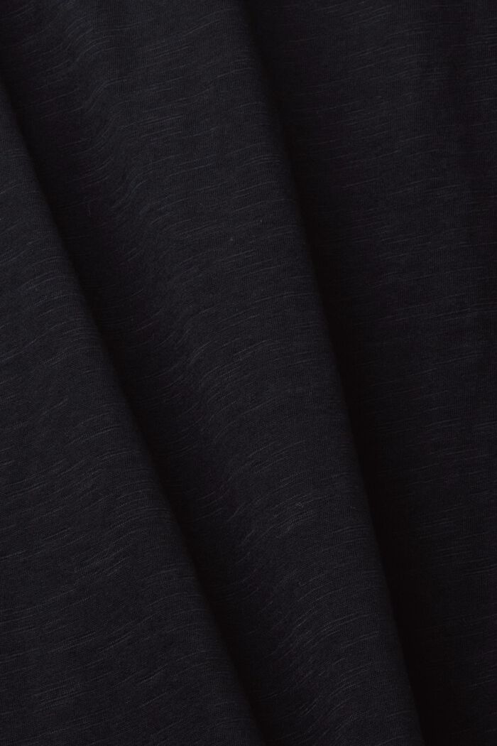 Bawełniany T-shirt z dekoltem U, BLACK, detail image number 5