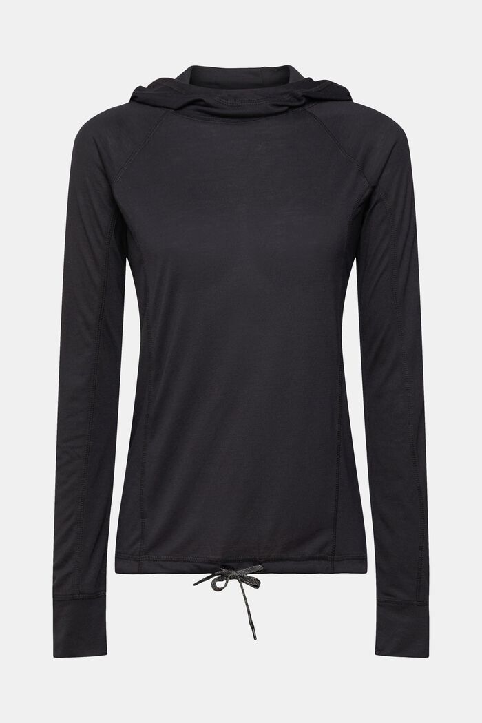 Koszulka z długim rękawem oraz kapturem, LENZING™ ECOVERO™, BLACK, detail image number 2