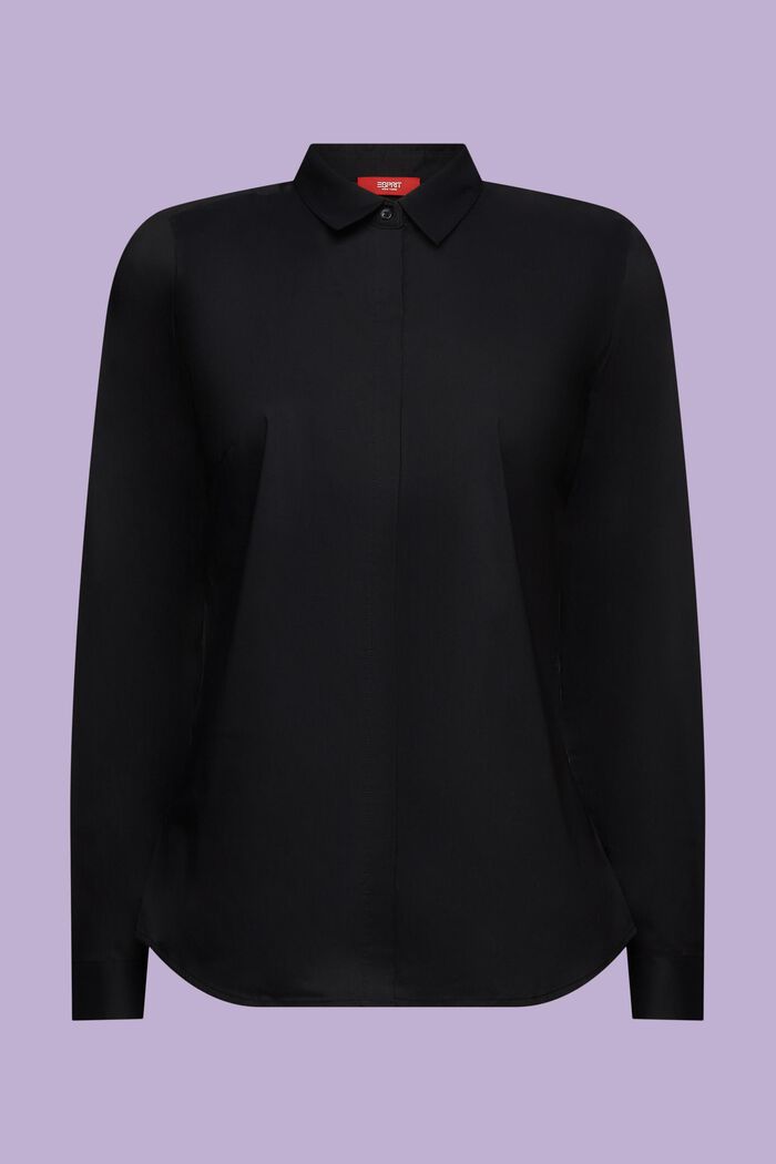 Bluzka koszulowa z popeliny, BLACK, detail image number 5