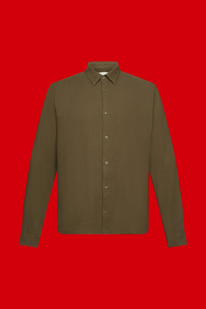Koszula z muślinu z ekologicznej bawełny, KHAKI GREEN, detail image number 6
