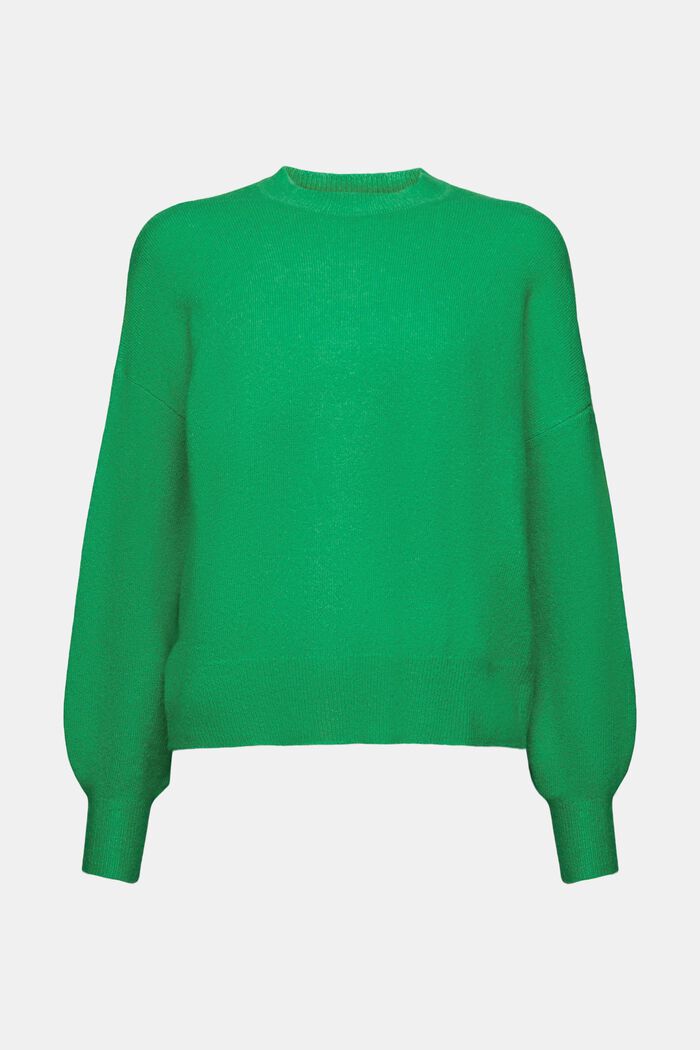 Sweter z okrągłym dekoltem z mieszanki wełnianej, GREEN, detail image number 6