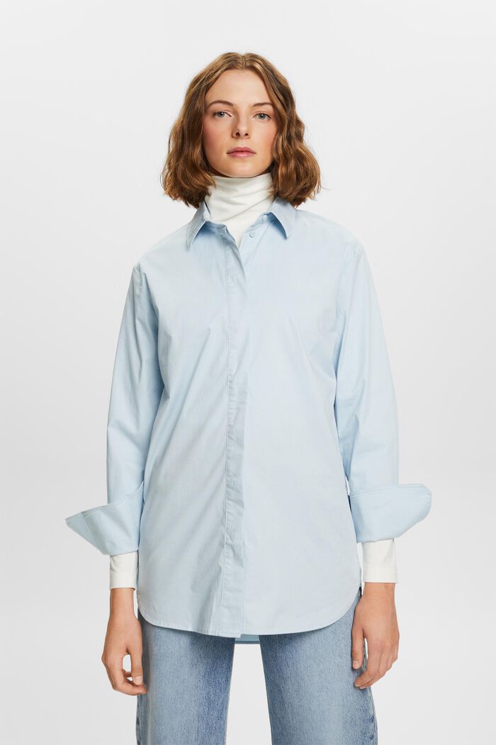 Bluzka koszulowa o luźnym kroju, LIGHT BLUE, detail image number 0