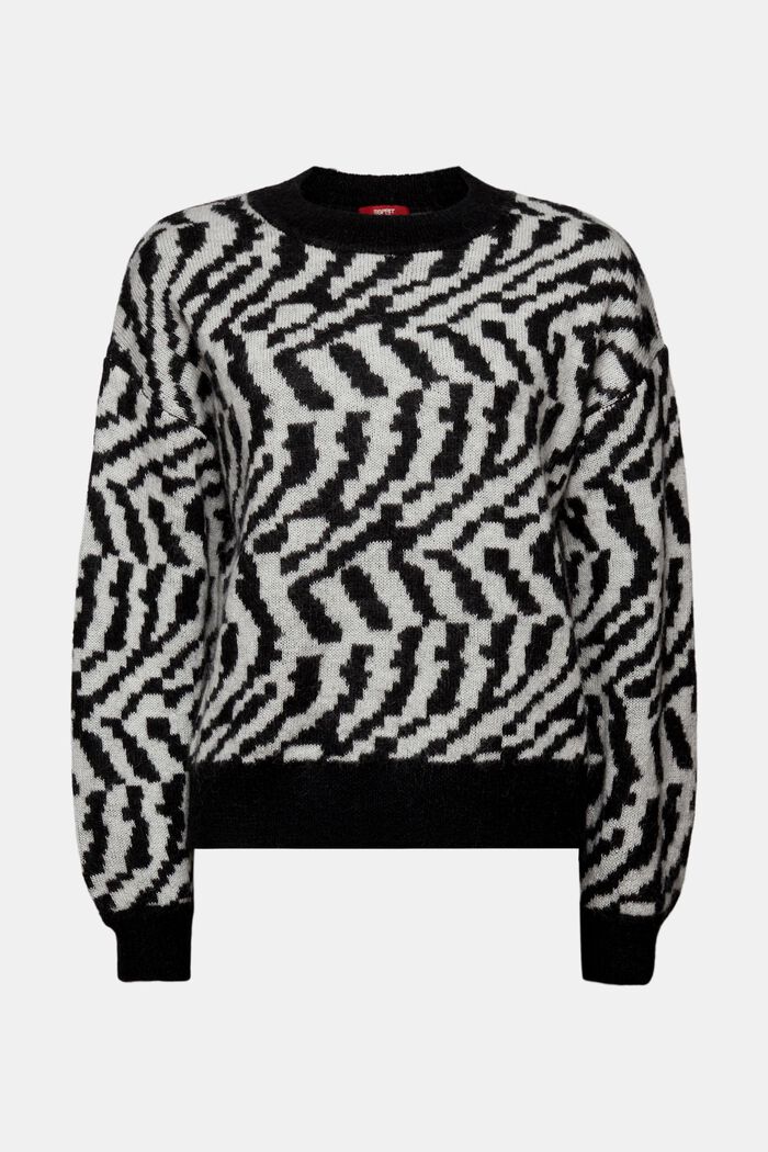 Sweter z mieszanki wełny i moheru, BLACK, detail image number 5