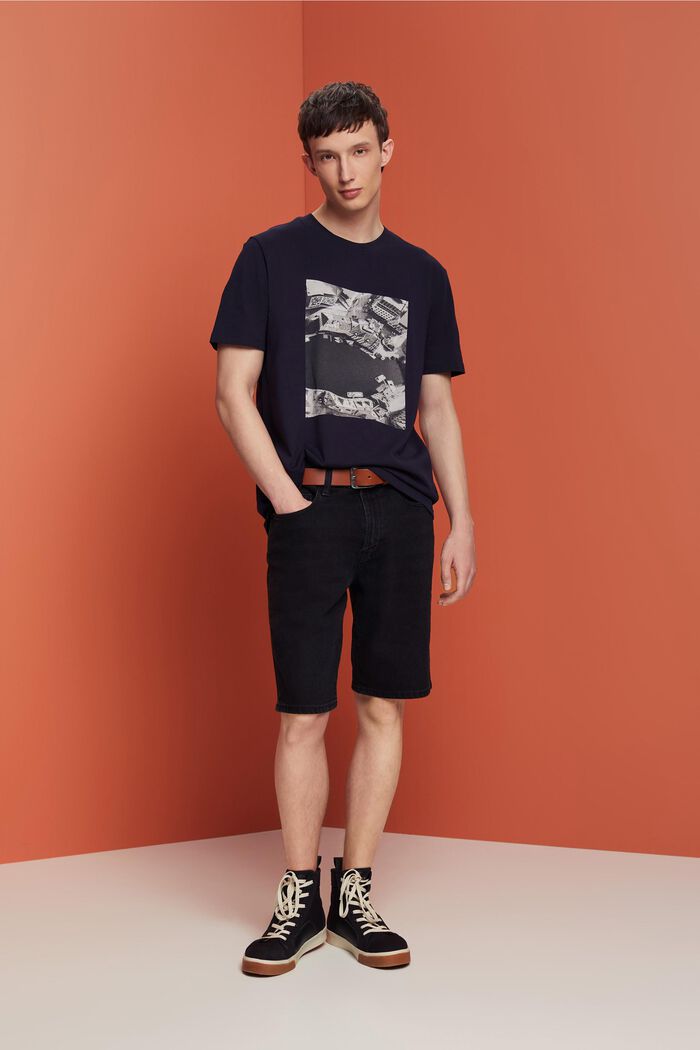 Dżersejowy T-shirt z nadrukiem, 100% bawełny, NAVY, detail image number 1