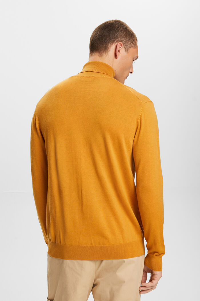 Sweter z półgolfem z wełny merynosowej, HONEY YELLOW, detail image number 4
