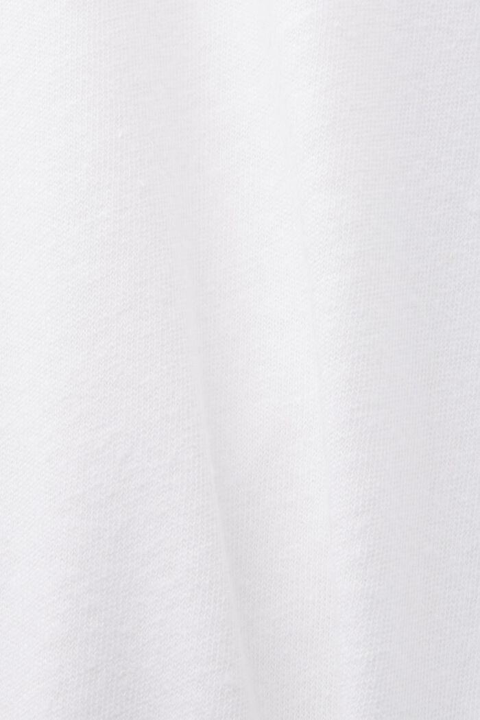 T-shirt z mieszanki bawełny i lnu, WHITE, detail image number 5