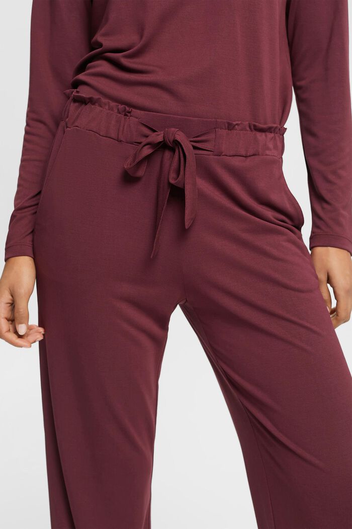 Spodnie od piżamy z przyszytym, wiązanym paskiem, TENCEL™, BORDEAUX RED, detail image number 0