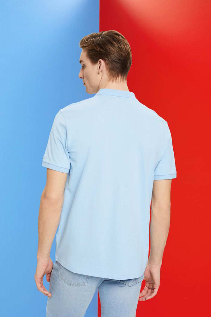 Koszulka polo z piki bawełnianej, slim fit, LIGHT BLUE, detail image number 3