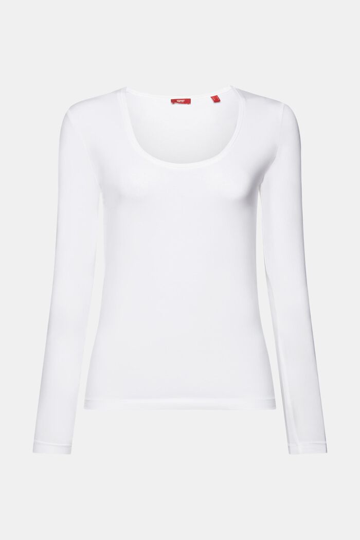 Jerseyowa koszulka z długim rękawem, 100% bawełny, WHITE, detail image number 6