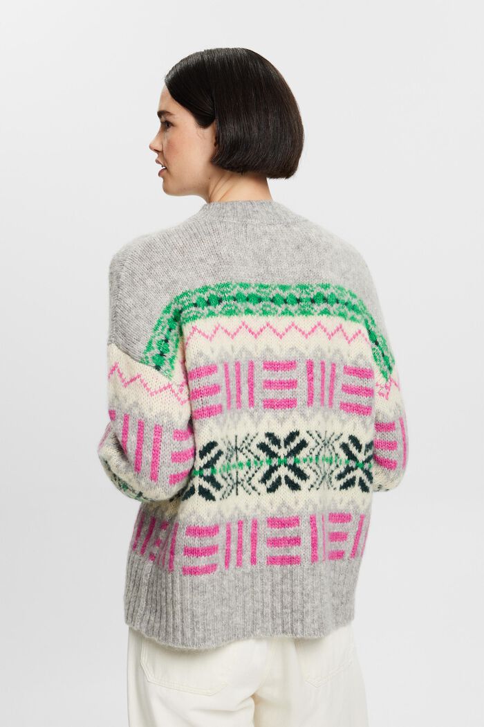 Żakardowy sweter z okrągłym dekoltem, LIGHT GREY, detail image number 3