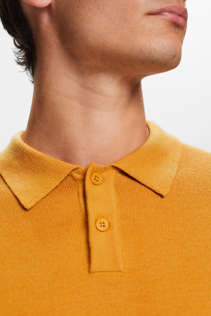 Sweter polo z wełny, HONEY YELLOW, detail image number 1