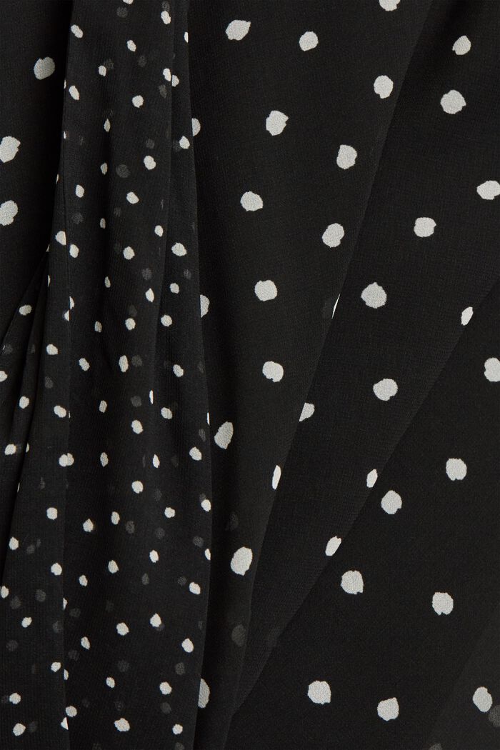 Z recyklingu: szyfonowa sukienka z marszczoną talią, BLACK, detail image number 4