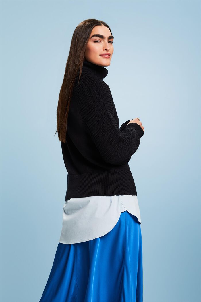 Sweter z półgolfem z bawełny, BLACK, detail image number 4