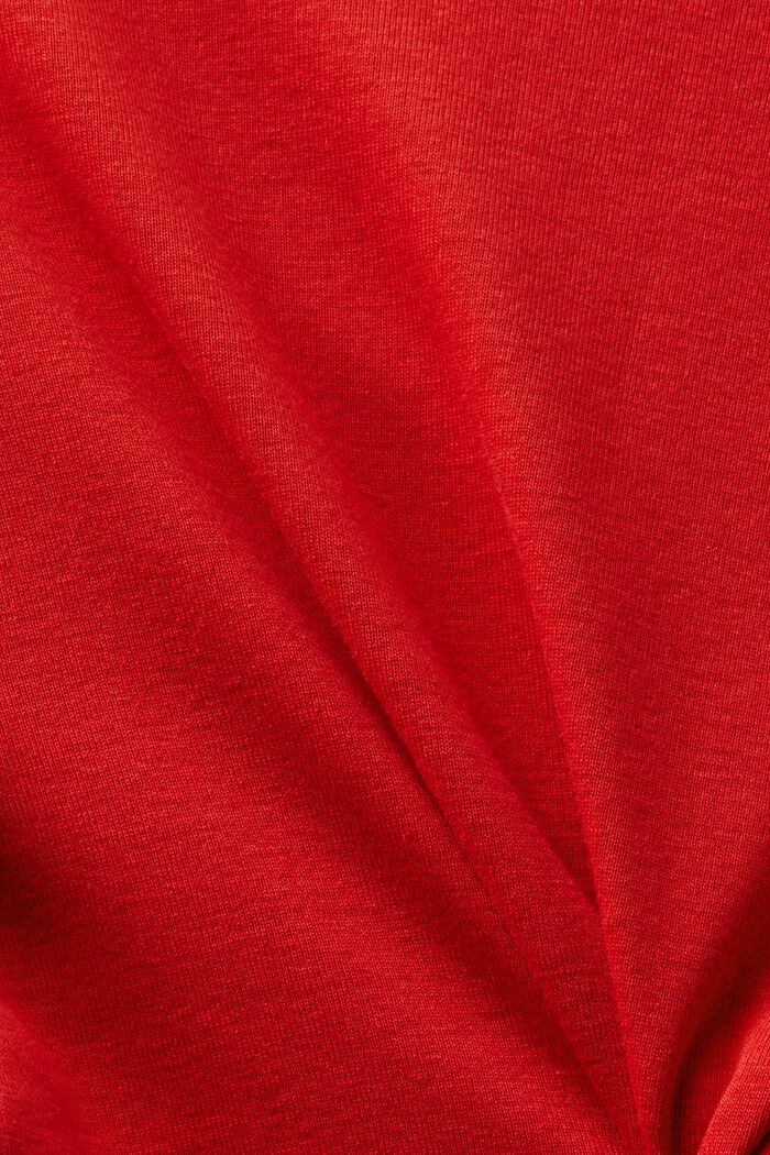 Bawełniany T-shirt z dekoltem w serek, DARK RED, detail image number 4