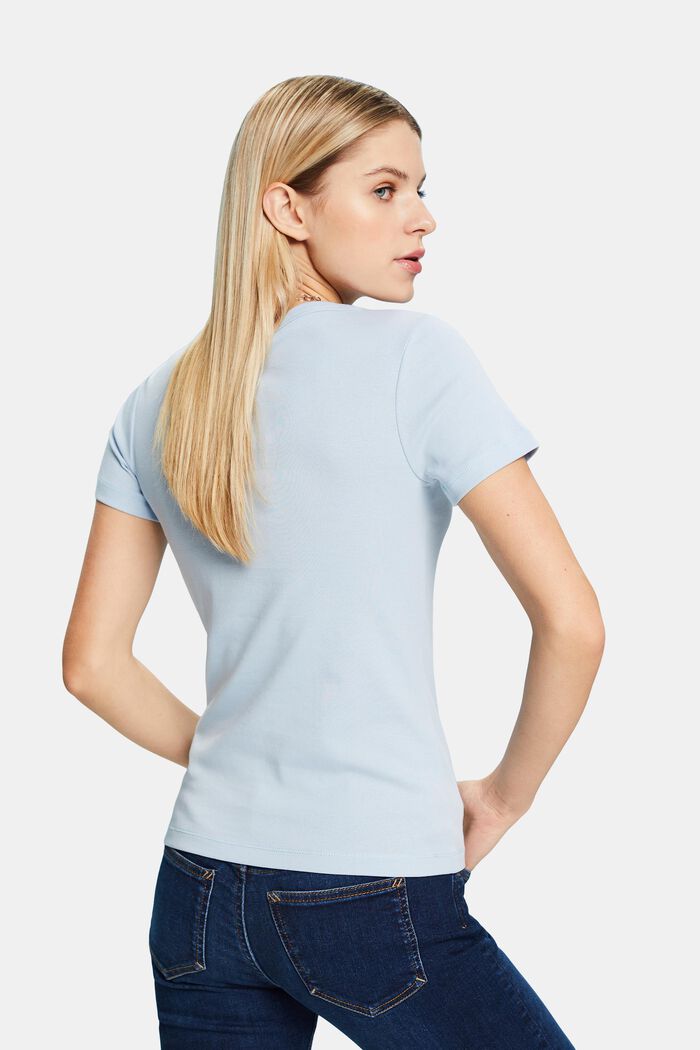 Bawełniany T-shirt z dekoltem w serek, LIGHT BLUE, detail image number 2