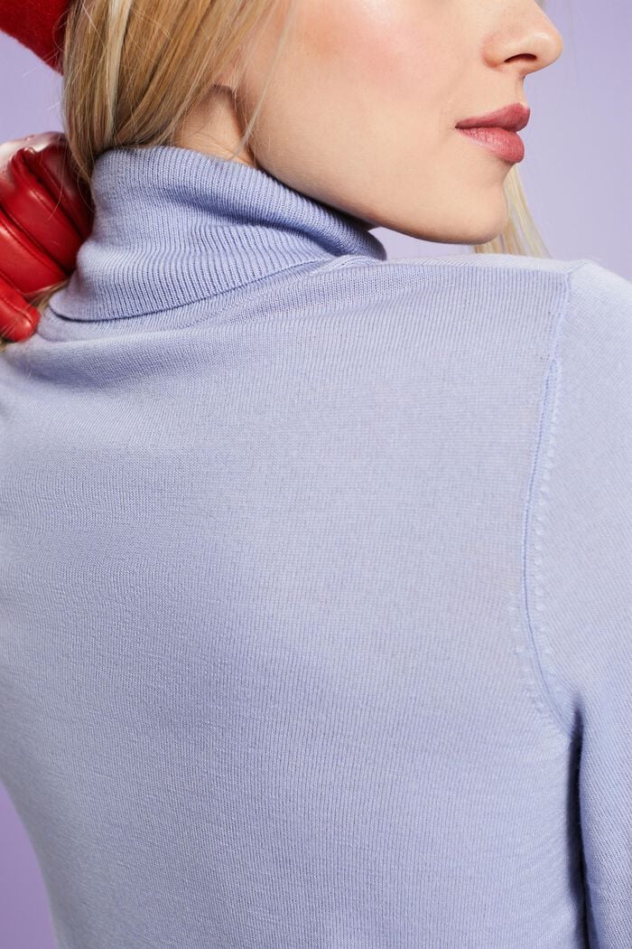 Wełniany sweter z półgolfem, LIGHT BLUE LAVENDER, detail image number 4