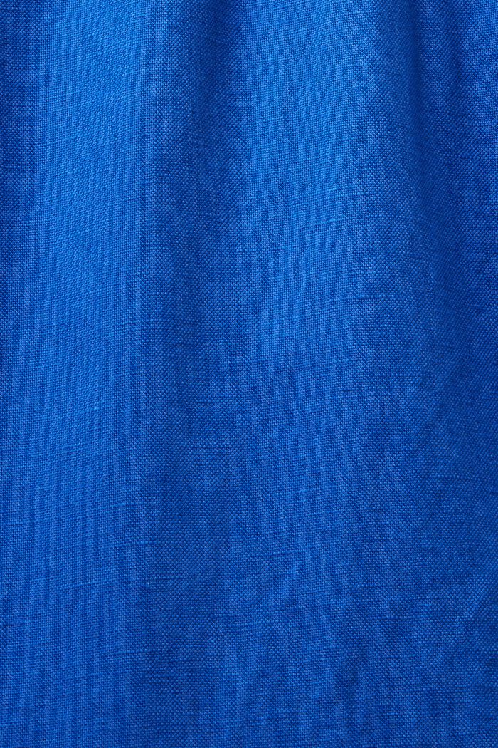 Spodnie o prostym kroju z lnu i bawełny, BRIGHT BLUE, detail image number 6
