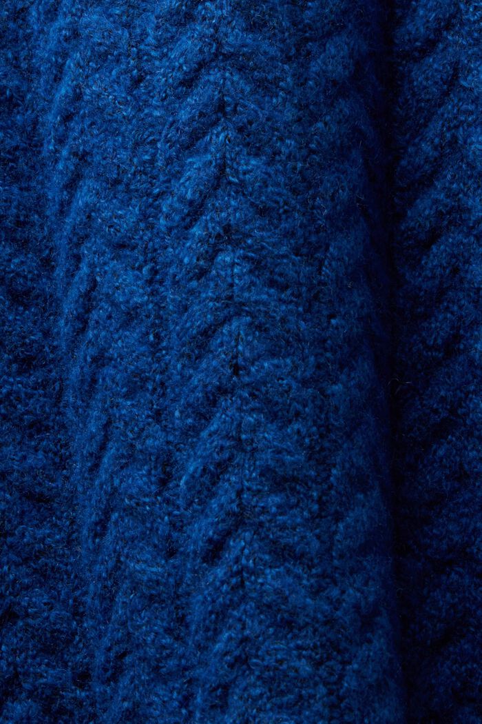 Sweter z golfem z dzianiny w warkocze, BRIGHT BLUE, detail image number 5