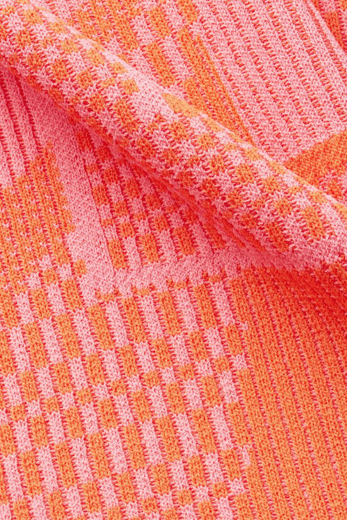 Żakardowy, prążkowany sweter z krótkim rękawem, ORANGE RED, detail image number 5