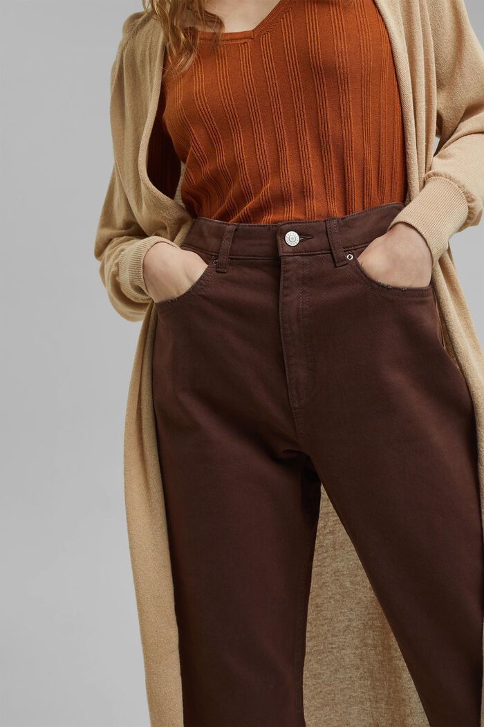 Wygodne spodnie o dł. 7/8 w spranym stylu, bawełna ekologiczna, RUST BROWN, detail image number 2