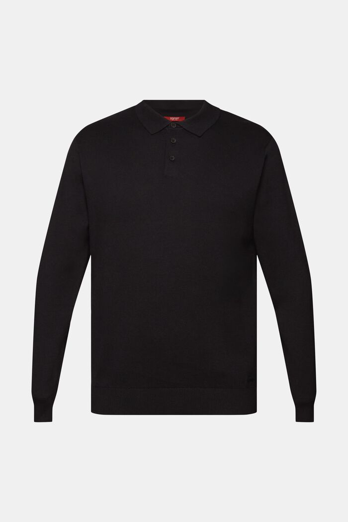 Dzianinowy sweter z kołnierzykiem polo, TENCEL™, BLACK, detail image number 6