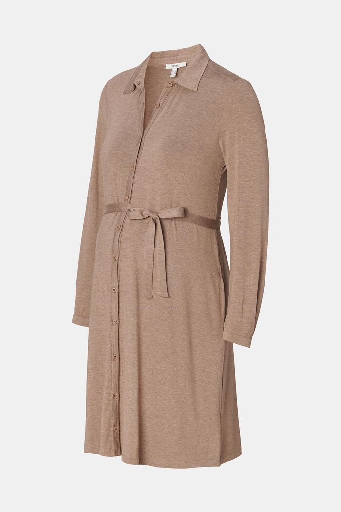 Dżersejowa sukienka z guzikami z przodu, TAUPE GREY, detail image number 5