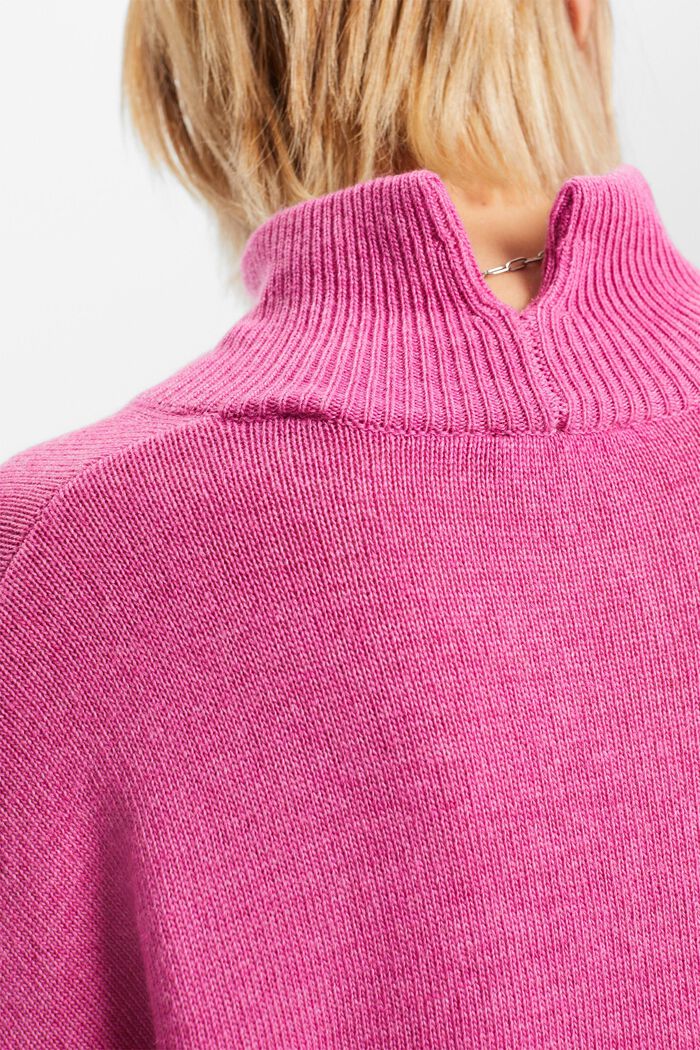 Sweter z półgolfem z mieszanki wełnianej, PINK FUCHSIA, detail image number 1