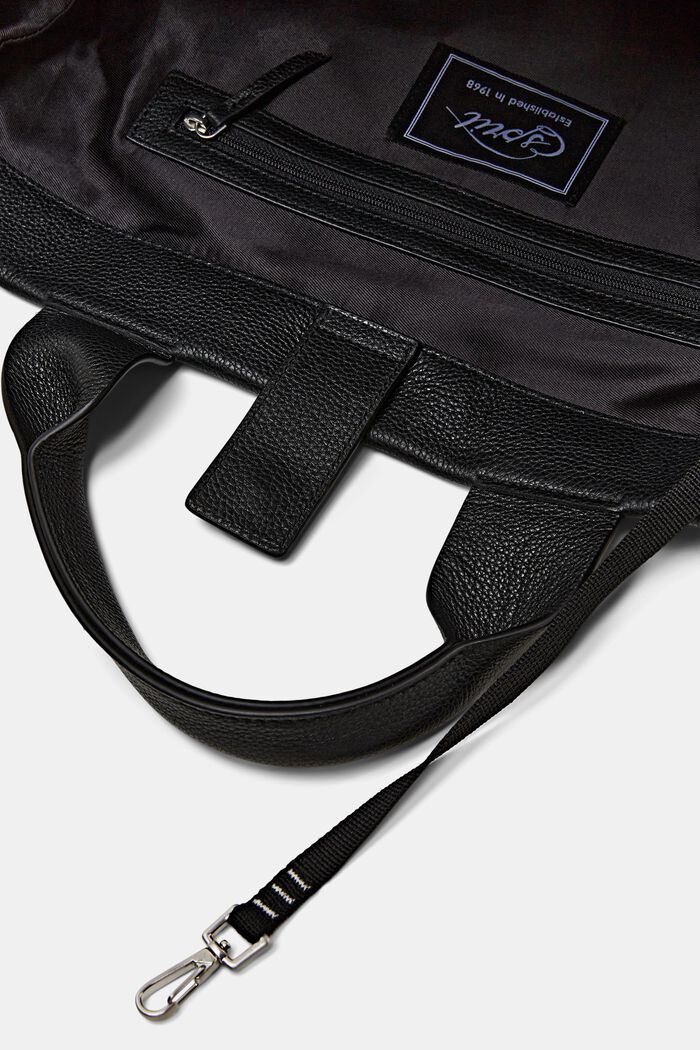 Skórzana torebka w paski, BLACK, detail image number 3