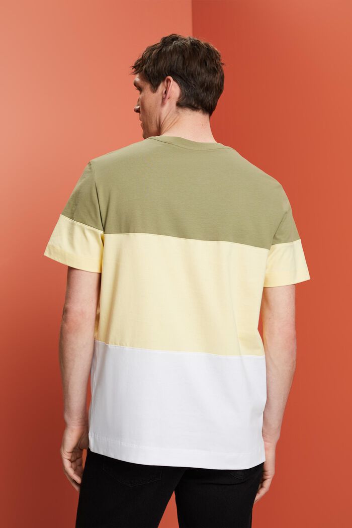 T-shirt w bloki kolorów, 100% bawełny, LIGHT KHAKI, detail image number 3