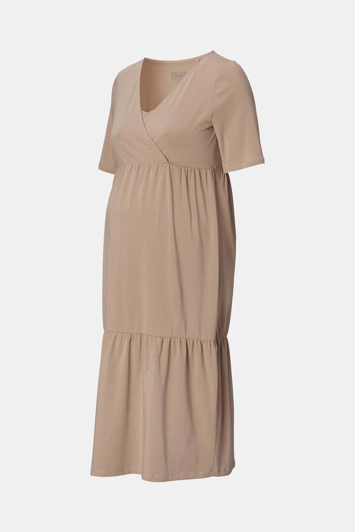 Dżersejowa sukienka z funkcją karmienia, bawełna ekologiczna, LIGHT TAUPE, detail image number 5