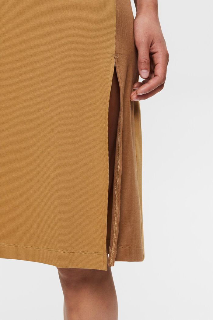 Sukienka midi z prążkowanego dżerseju, elastyczna bawełna, TOFFEE, detail image number 2