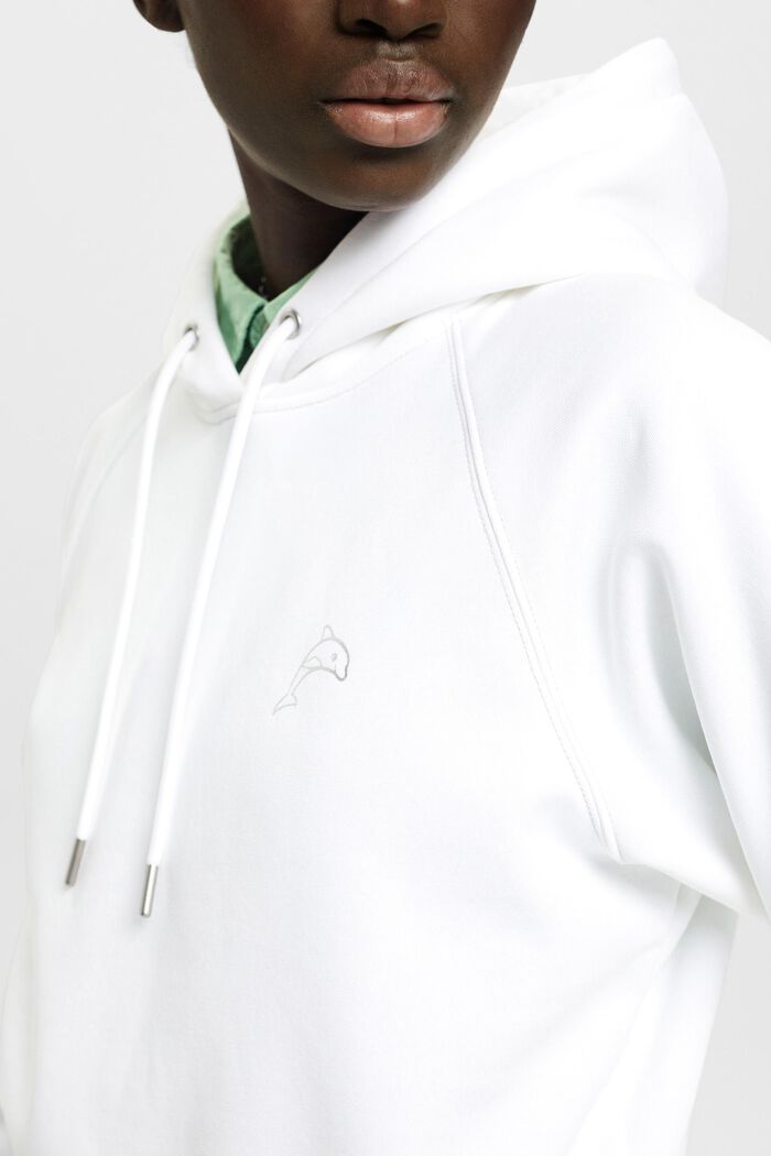 Krótka bluza z kapturem, logo z delfinem, WHITE, detail image number 2