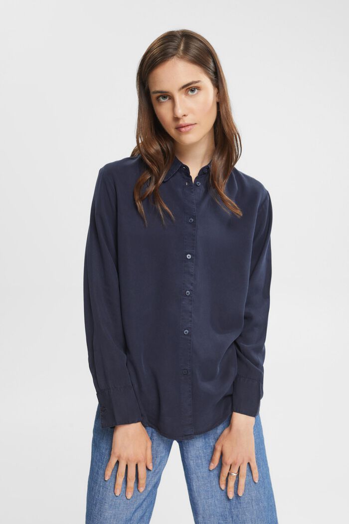 Z włókna TENCEL™: bluzka koszulowa, NAVY, detail image number 1