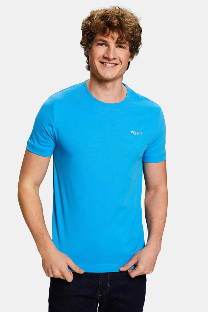Logowany T-shirt z bawełnianego dżerseju, BLUE, detail image number 0