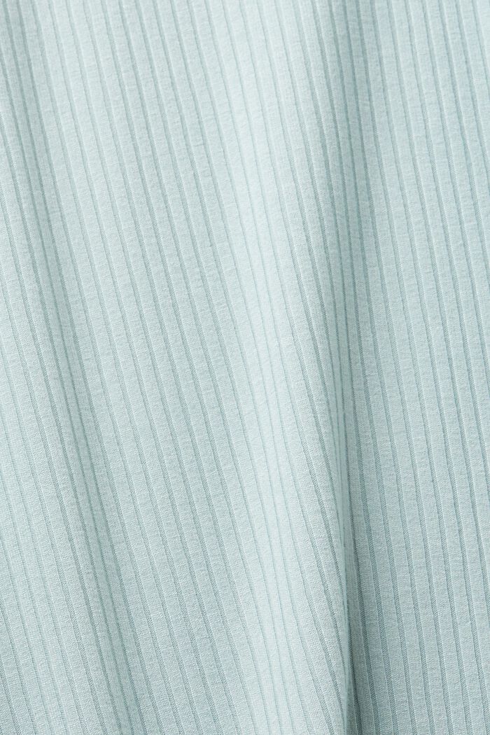 Prążkowana bluzka z długim rękawem i koronkowymi detalami, LIGHT AQUA GREEN, detail image number 5