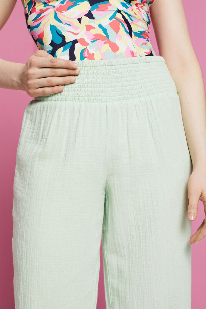 Spodnie z szerokimi nogawkami, 100% bawełna, DUSTY GREEN, detail image number 2
