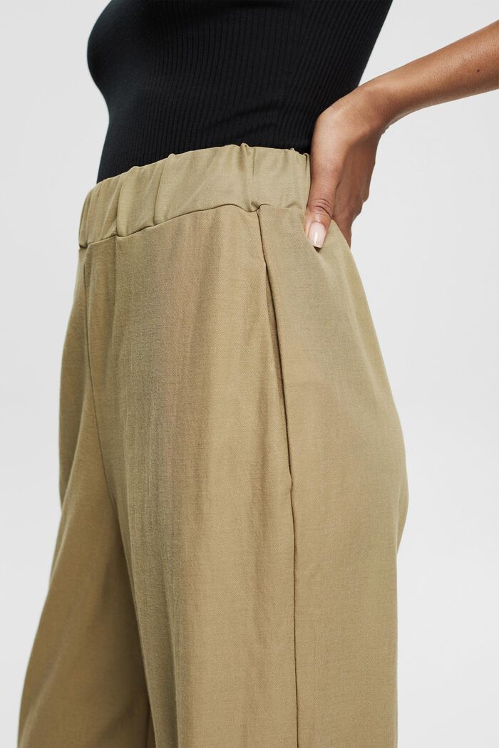 Szerokie spodnie z elastycznym pasem, LENZING™ ECOVERO™, KHAKI GREEN, detail image number 2