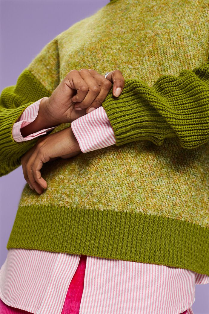 Melanżowy sweter z półgolfem, LEAF GREEN, detail image number 2