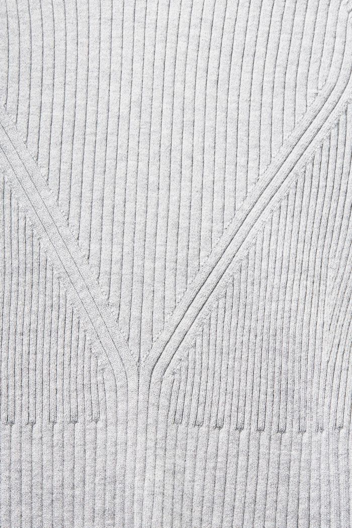Prążkowany sweter z krótkim rękawem, LIGHT GREY, detail image number 4