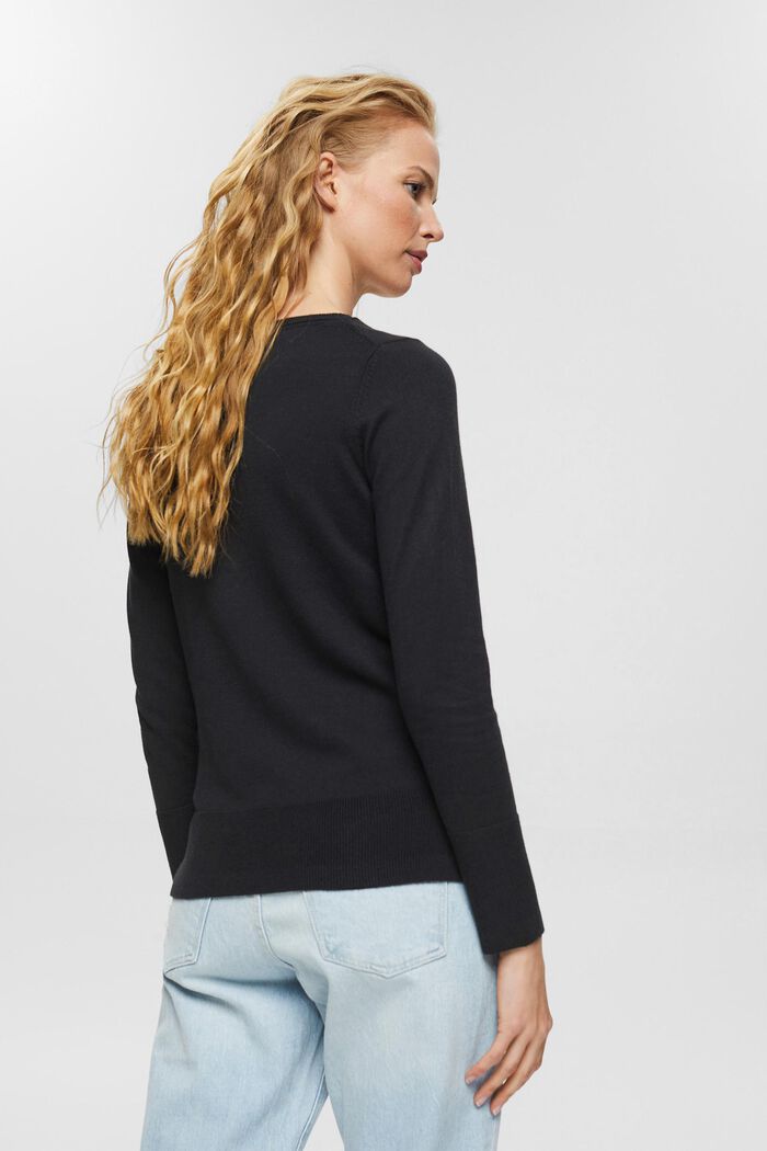 Sweter z dłuższym tyłem, z mieszanki z bawełną ekologiczną, BLACK, detail image number 4