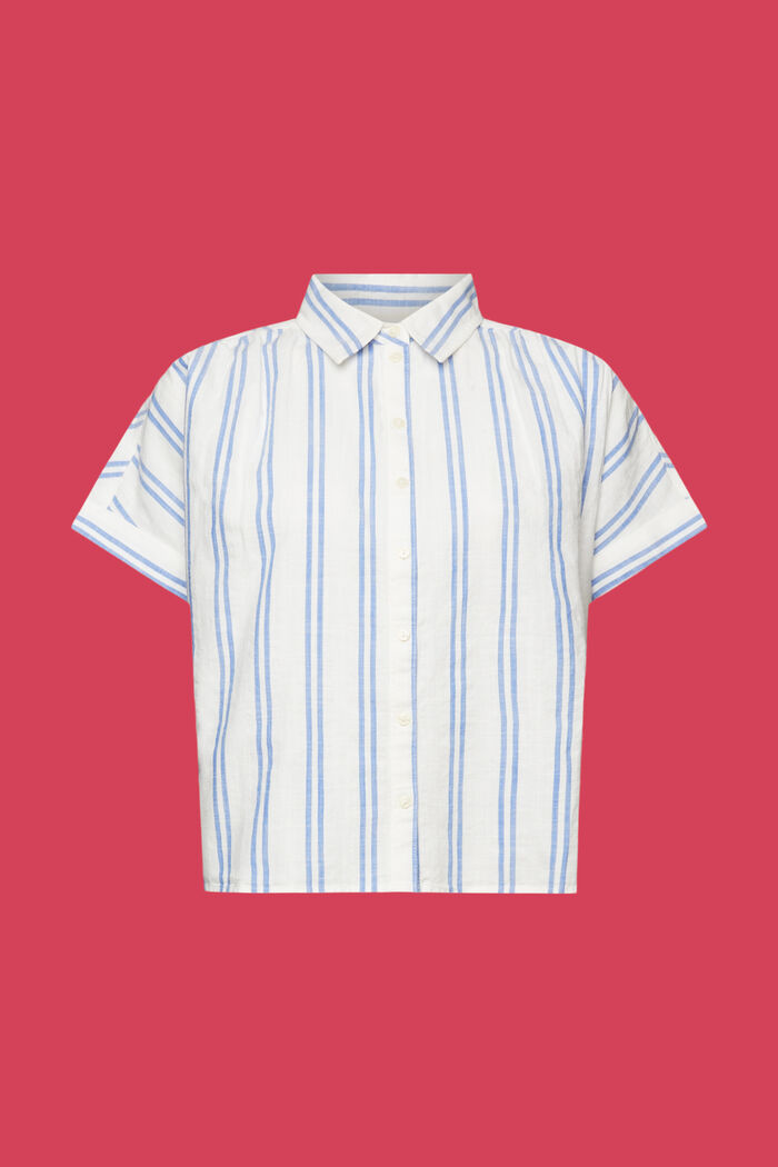 Bluzka z krótkim rękawem w paski, 100% bawełna, OFF WHITE, detail image number 5