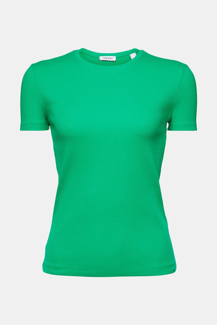 T-shirt z okrągłym dekoltem z dżerseju z bawełny, GREEN, detail image number 6
